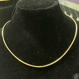 18k Gold Technibond Diamond cut omega polished flexible necklace vintage HSN